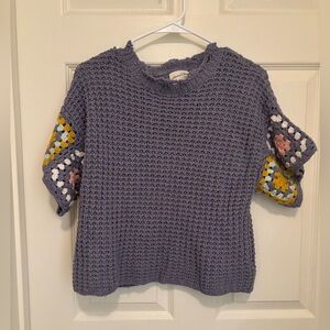 Universal Threads Crochet Sweater with Colorful Sleeves